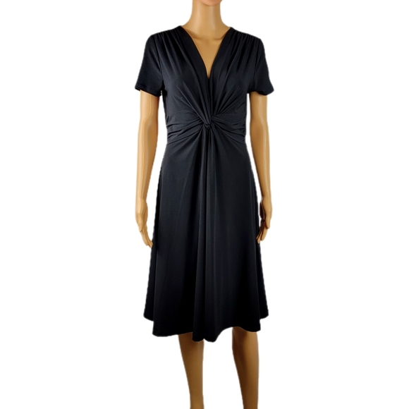 Lord & Taylor Dresses & Skirts - Lord & Taylor Little Black Dress With Front Knot V Neckline Medium NWOT
